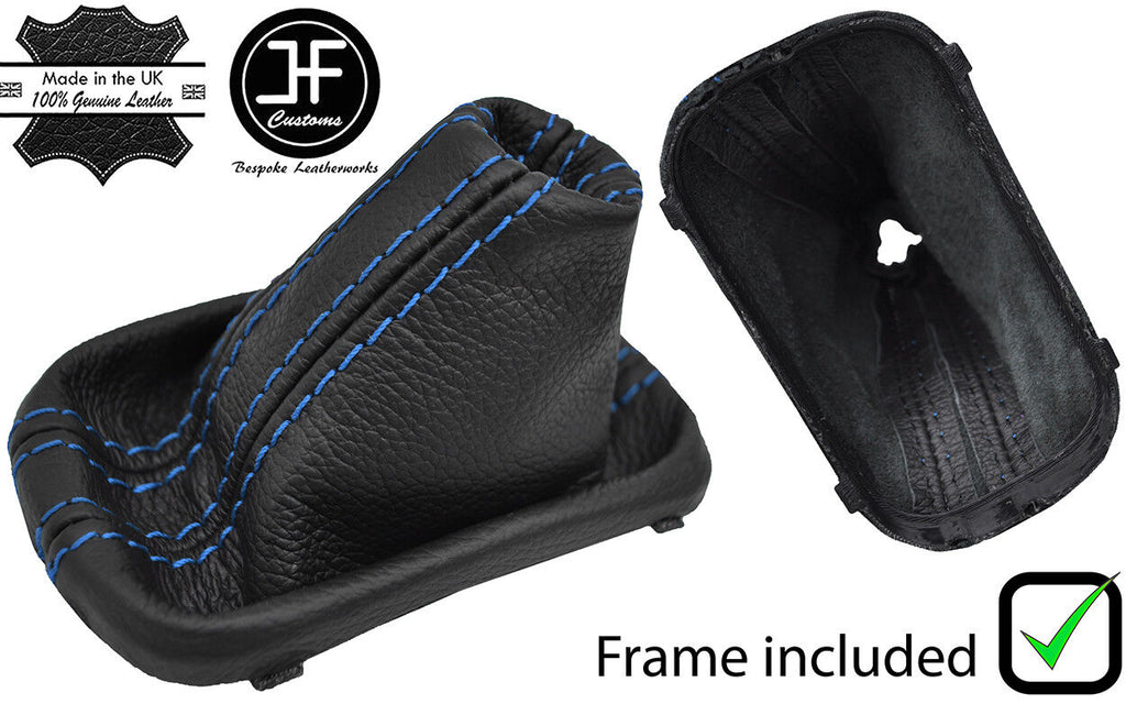 BLUE STITCH DSG LEATHER GEAR GAITER + PLASTIC FRAME FITS VW GOLF MK5 MK6 04-13