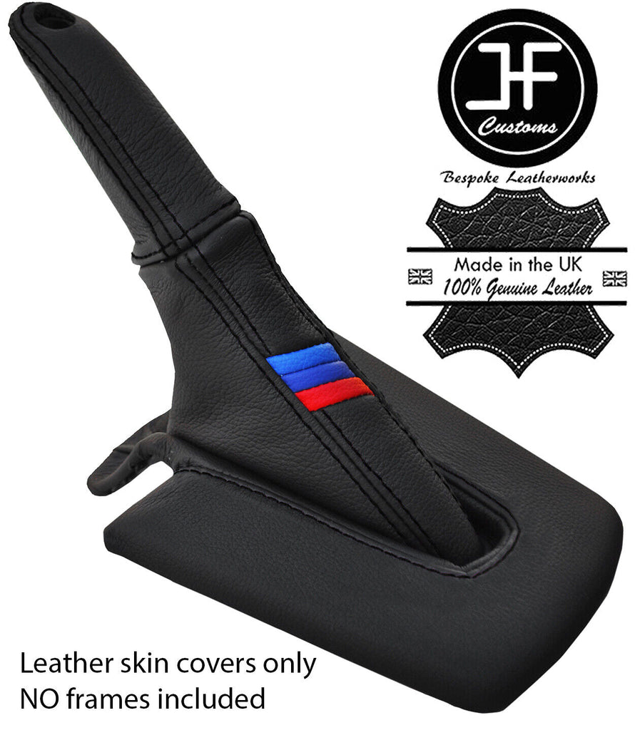 BLACK STITCH TRI STRIPE LEATHER HANDBRAKE GAITER+HANDLE FOR BMW Z4 E85 E86 02-08