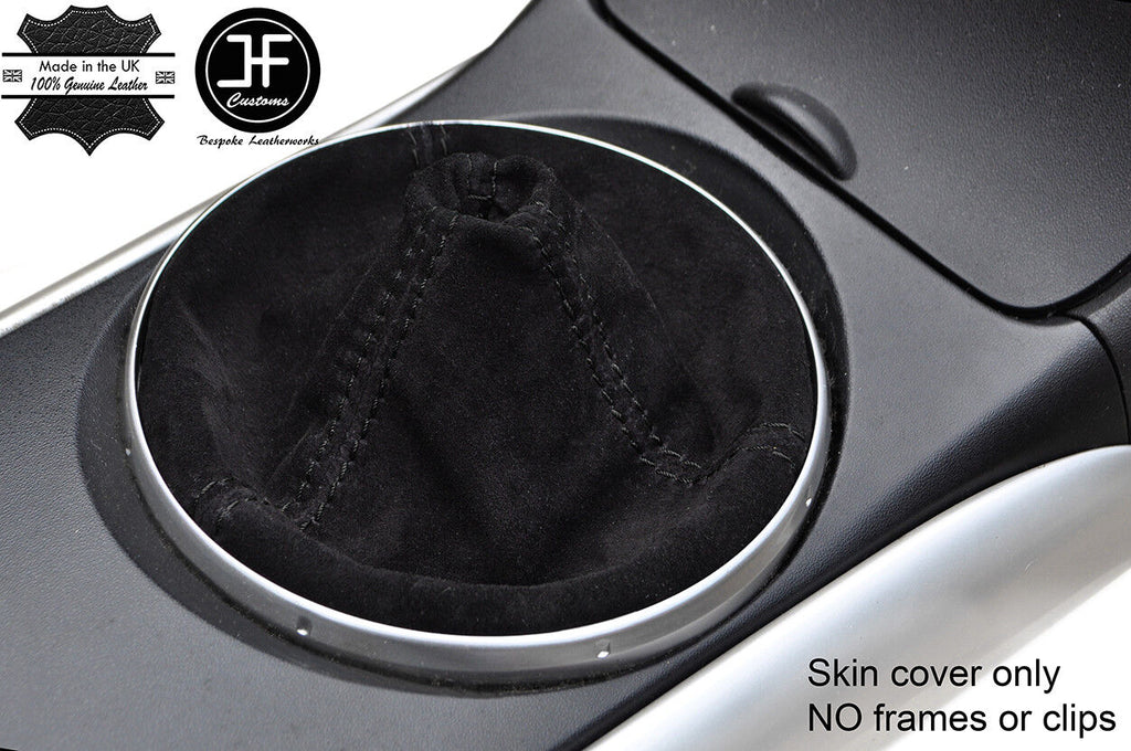 BLACK STITCHING REAL SUEDE MANUAL GEAR GAITER COVER FITS MAZDA RX8 2003-2012