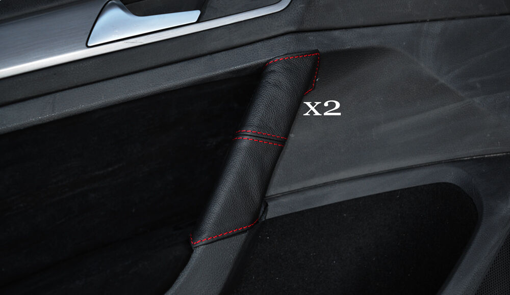 RED STITCH 2X FRONT DOOR HANDLE SKIN COVERS FITS VW GOLF MK7 VII JETTA 13+