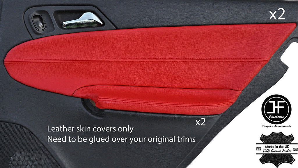 RED 2X REAR DOOR CARD & DOOR ARMREST COVERS FOR MERCEDES C CLASS W203 01-07