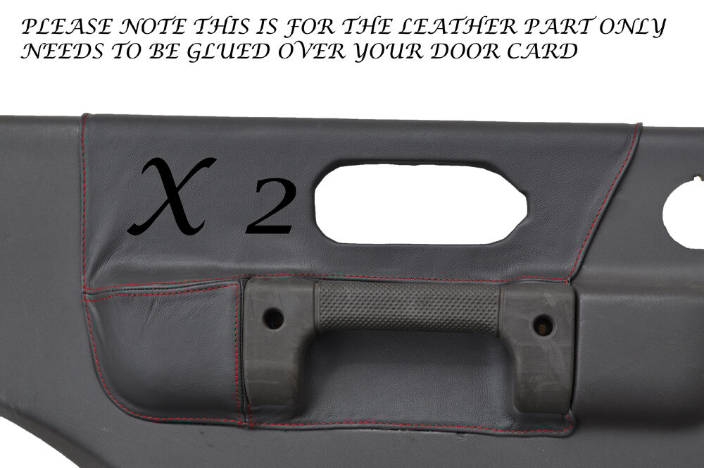 RED STITCH 2X REAR DOOR CARD GREY COVERS FITS LAND ROVER DISCOVERY 2 300 V8