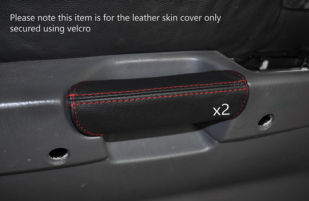 RED STITCH 2X FRONT DOOR HANDLE LEATHER COVERS FITS HYUNDAI TERRACAN 01-06