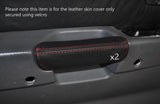RED STITCH 2X FRONT DOOR HANDLE LEATHER COVERS FITS HYUNDAI TERRACAN 01-06
