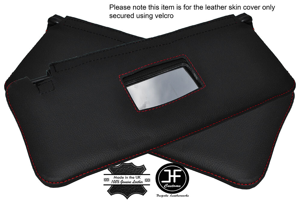RED STITCHING 2X SUN VISORS LEATHER COVERS FITS ALFA ROMEO 33 CUSTOM NEW