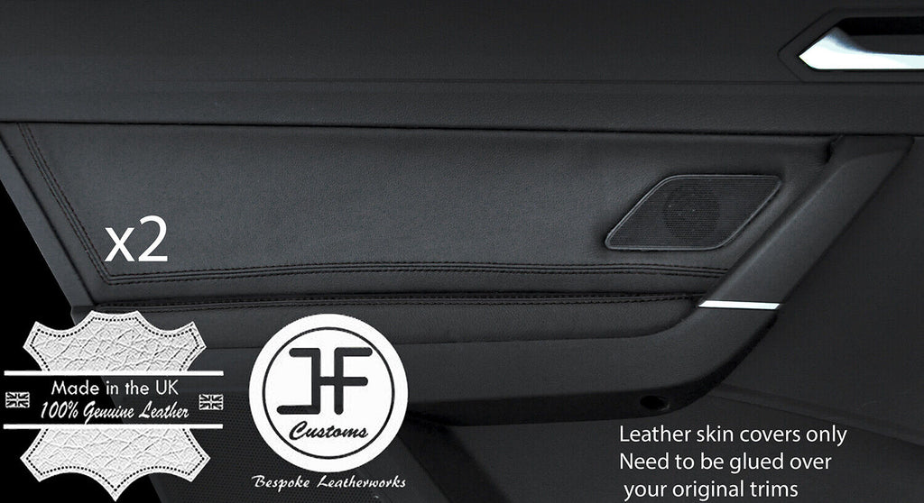 BLACK STITCH 2X REAR DOOR CARD TRIM LEATHER COVERS FITS VW TOURAN 5T 2015-2019