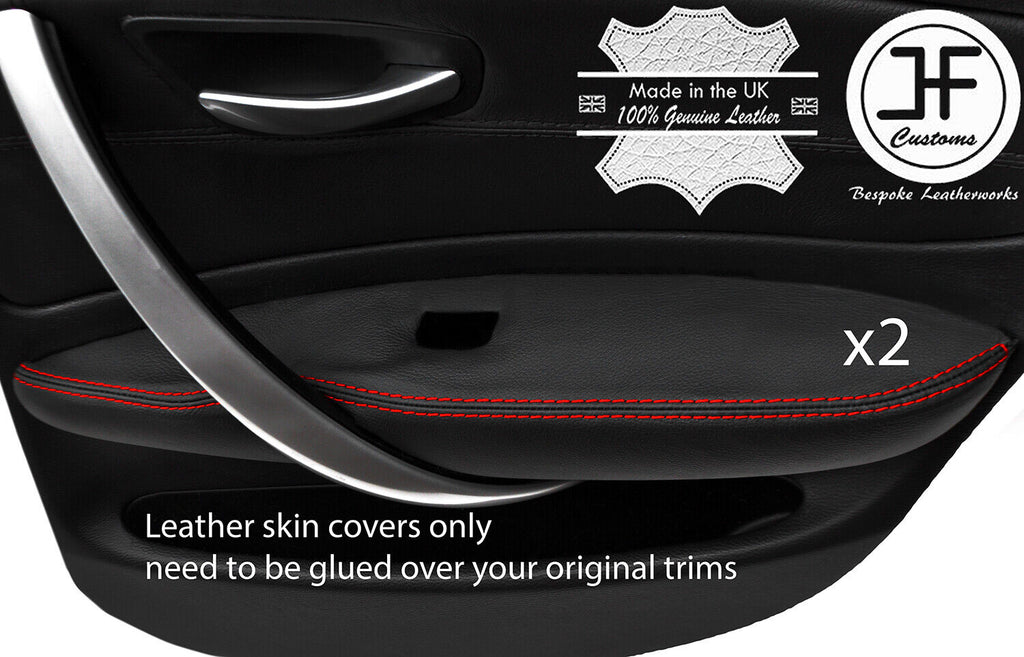 RED STITCH 2X REAR DOOR ARMREST TRIM LEATHER COVER FOR BMW 1 SERIES E87 04-12