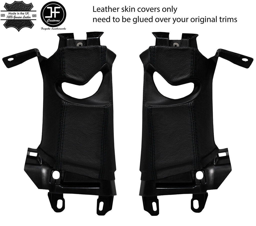 BLACK STITCH 2X UPPER B PILLAR LEATHER COVERS FOR TOYOTA GT86 SUBARU BRZ 12-19