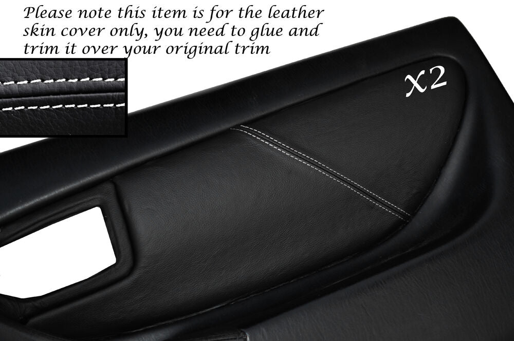 WHITE STITCH 2X FRONT DOOR CARDS LEATHER COVERS FITS TOYOTA CELICA MK6 94-98