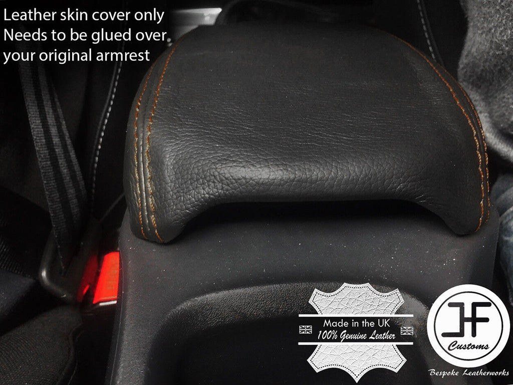 BROWN STITCH ARMREST LID TOP GRAIN LEATHER COVER FOR RENAULT KANGOO 2 MK2 08-14