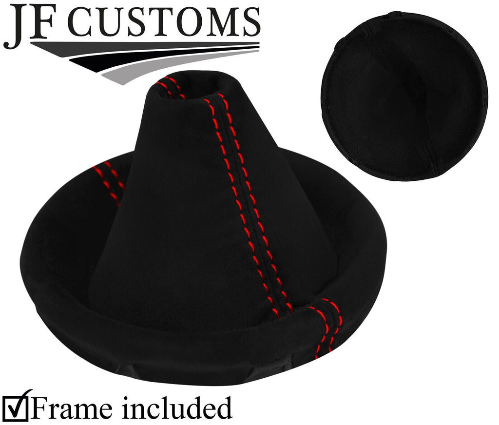 RED STITCH LUXE SUEDE GEAR GAITER WITH PLASTIC FRAME FOR VW T5 03-15 CUSTOM NEW