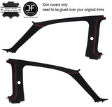 RED STITCH 2X A B PILLAR TRIM SUEDE COVERS FITS HONDA PRELUDE MK5 1997-2002