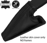 BLACK & BLACK STRIPE REAL LEATHER HANDBRAKE GAITER FITS FORD FIESTA 2017-2019