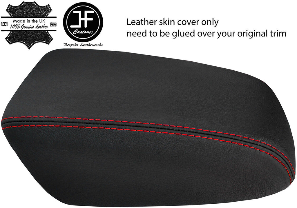 RED STITCH TOP GRAIN LEATHER ARMREST LID COVER FOR FORD KUGA 2017-2019