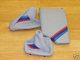 FITS BMW E46 GENUINE LEATHER ARMREST COVER&GAITERS SET GREY CUSTOM NEW