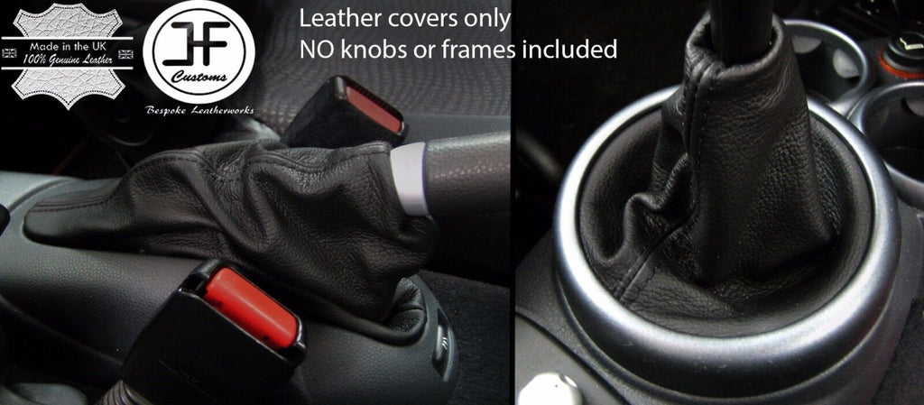 BLACK STITCH REAL LEATHER GEAR & HANDBRAKE GAITER FITS MINI COOPER S ONE 01-06