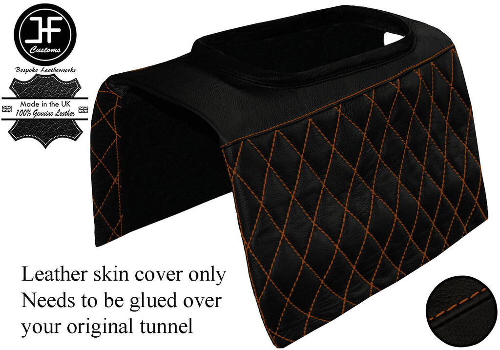 BROWN DIAMOND STITCH CONSOLE GEAR TUNNEL PADDED LTHR COVER FOR DEFENDER 90 110