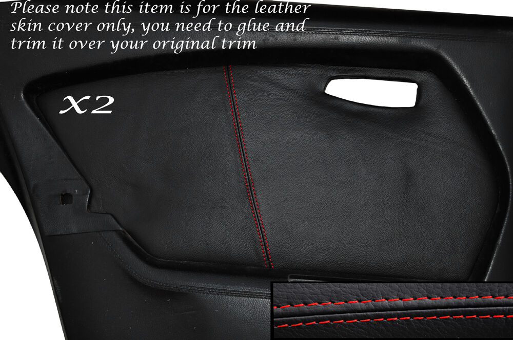 RED STITCHING 2X REAR DOOR CARD LEATHER SKIN COVERS FITS MERCEDES W116 72-80