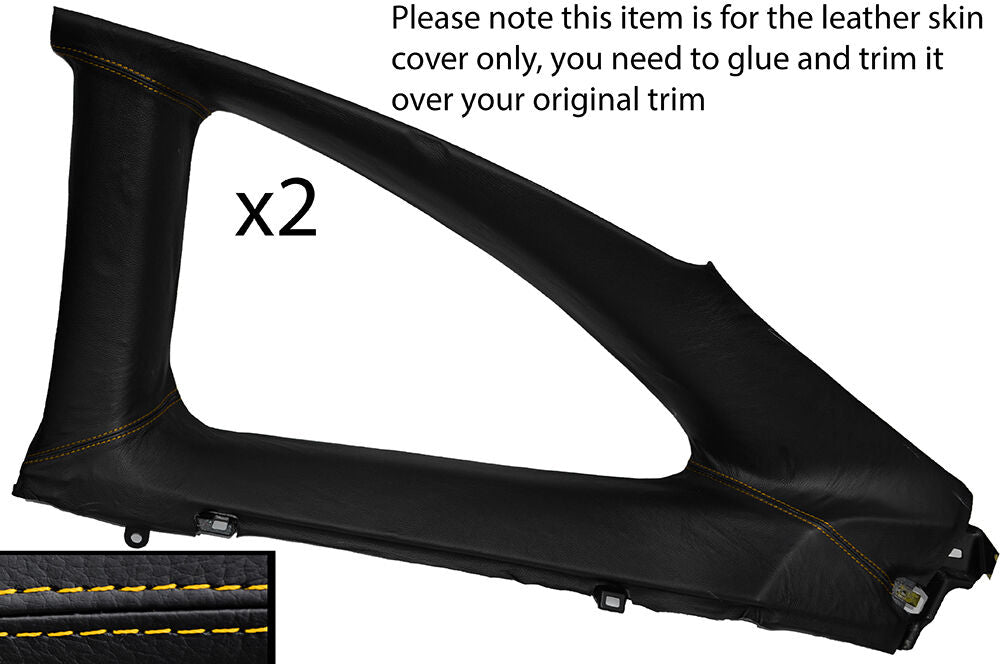 YELLOW STITCH 2X REAR WINDOW PANEL TRIM SKIN COVERS FITS TOYOTA CELICA MK6 94-98