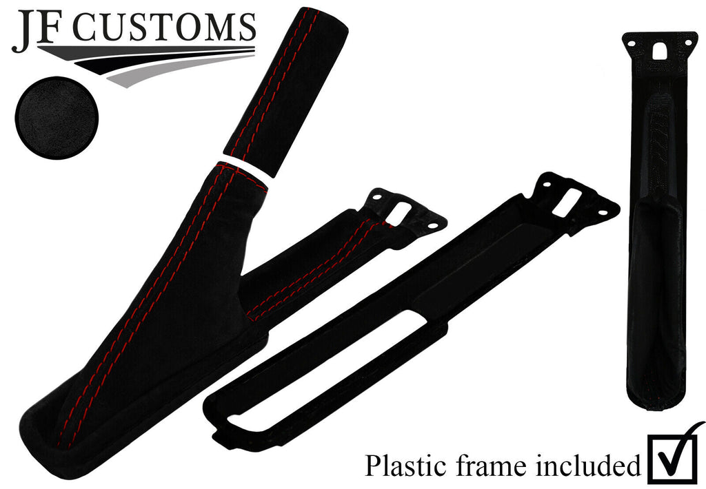 DARK RED STITCH SUEDE HANDBRAKE + FRAME + HANDLE COVERS FITS LOTUS EVORA S 09-15