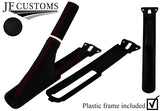 DARK RED STITCH SUEDE HANDBRAKE + FRAME + HANDLE COVERS FITS LOTUS EVORA S 09-15