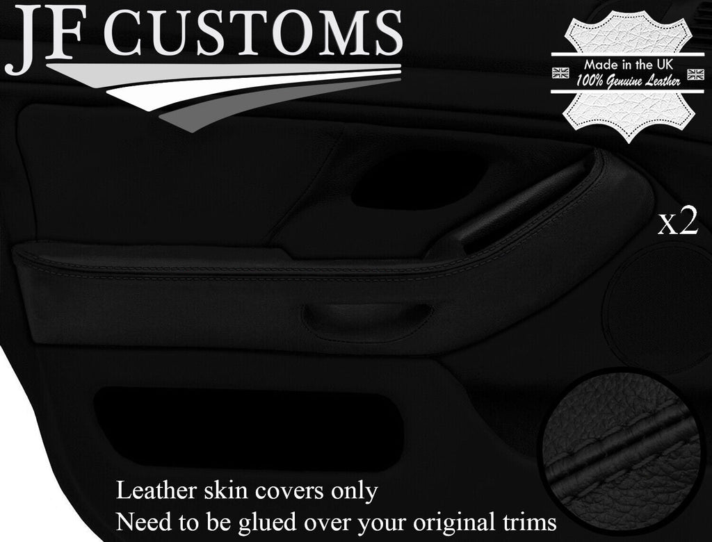 BLACK STITCH 2X FRONT DOOR HANDLE ARMREST LEATHER COVERS FOR BMW 5 E39 95-03