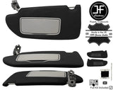 BLACK REAL LEATHER CROSS STITCH 2X SUN VISORS COVERS FOR VOLVO XC90 02-2014