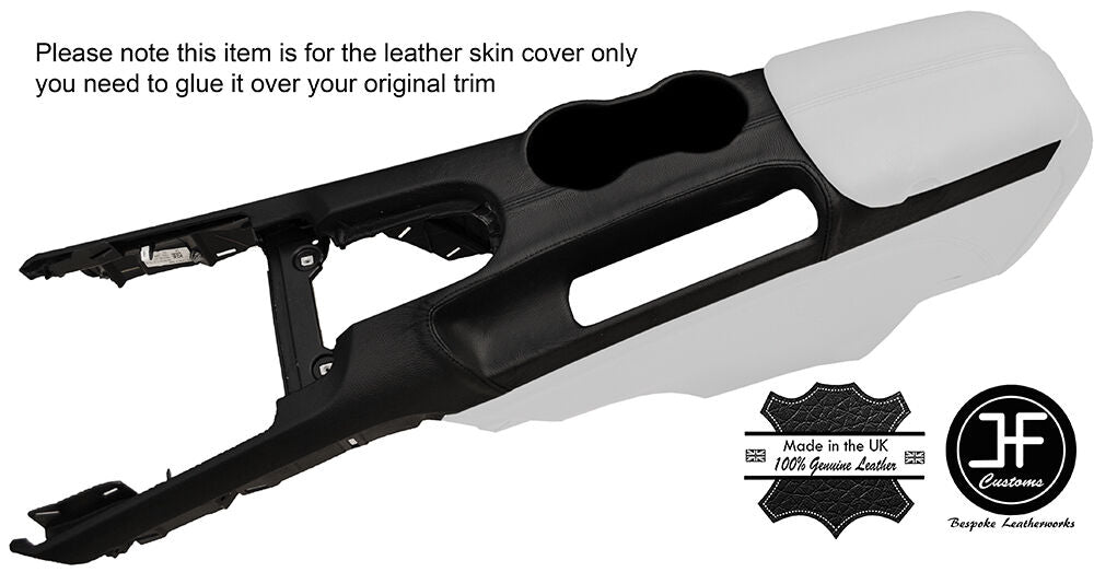BLACK STITCH TOP CENTRE CONSOLE LEATHER COVER FITS FORD MUSTANG 2015-2017