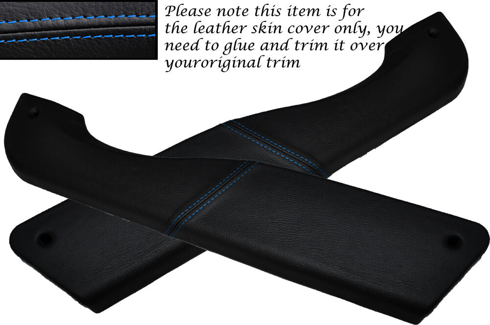 BLUE STITCH 2X DOOR POCKET LEATHER COVERS FITS ALFA ROMEO GTV SPIDER 916 95-05