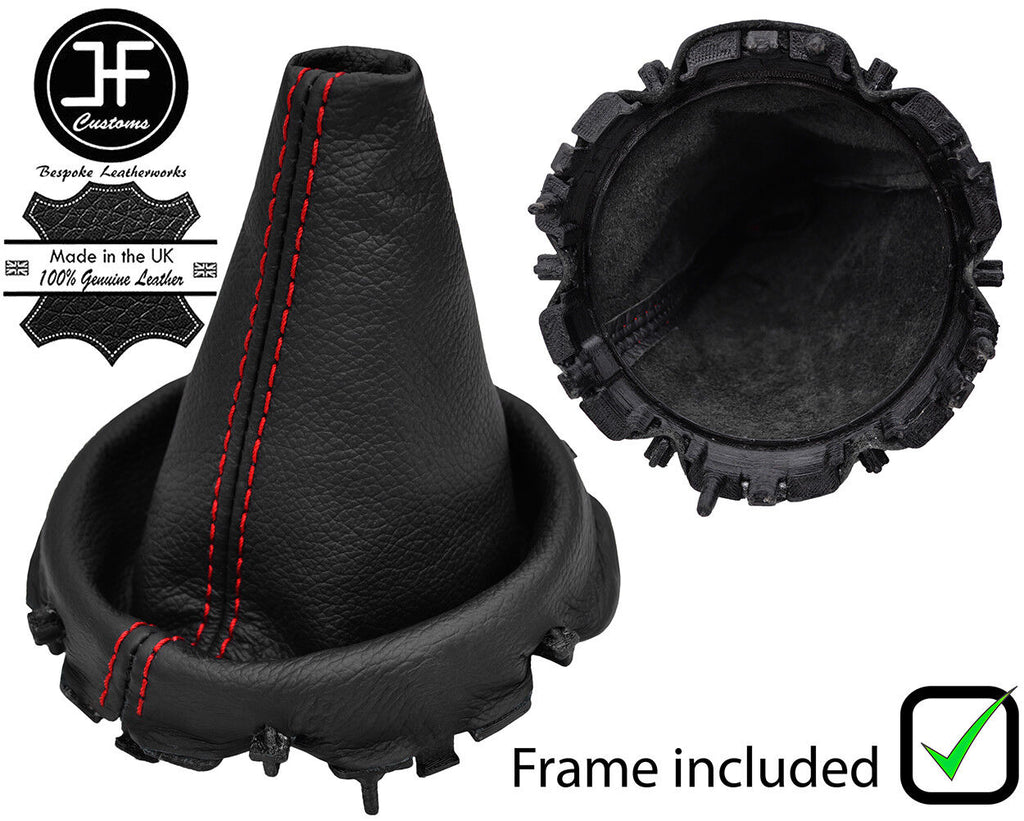 RED STITCH LEATHER GEAR GAITER + PLASTIC FRAME FOR BMW MINI R50 R53 2001-2006