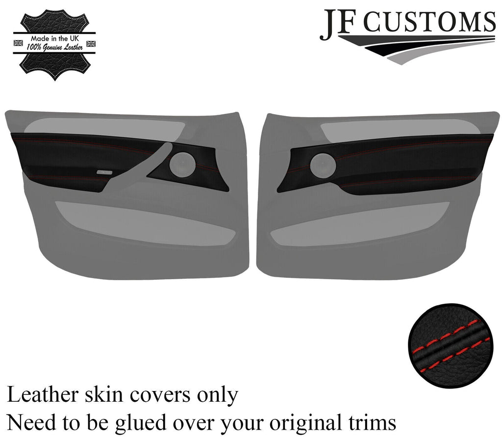 D RED STITCH 2X FRONT DOOR CARD TRIM KIT LEATHER COVER FOR BMW X6 E71 E72 07-14