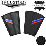 BLACK STITCH LEATHER TRI STRIPES 2X SEAT BELT LONG COVERS FITS BMW Z3 1995-2003