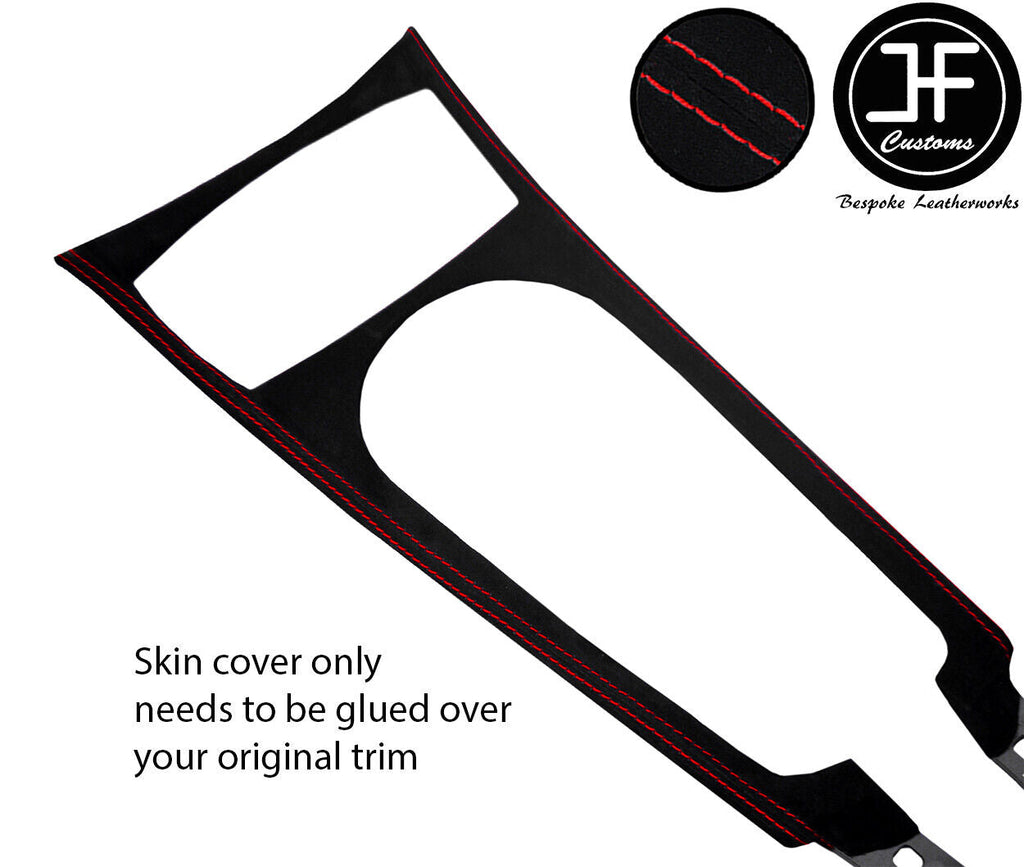 RED STITCH CENTRE CONSOLE TRIM SUEDE COVER FOR BMW Z4 E85 03-11 DESIGN 2