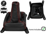 RED STITCH LEATHER GEAR GAITER+PLASTIC FRAME FOR MITSUBISHI LANCER EVO 1 2 3