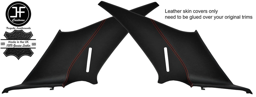 RED STITCH 2X REAR QUARTER PANEL LEATHER COVERS FITS MERCEDES W202 C CLASS