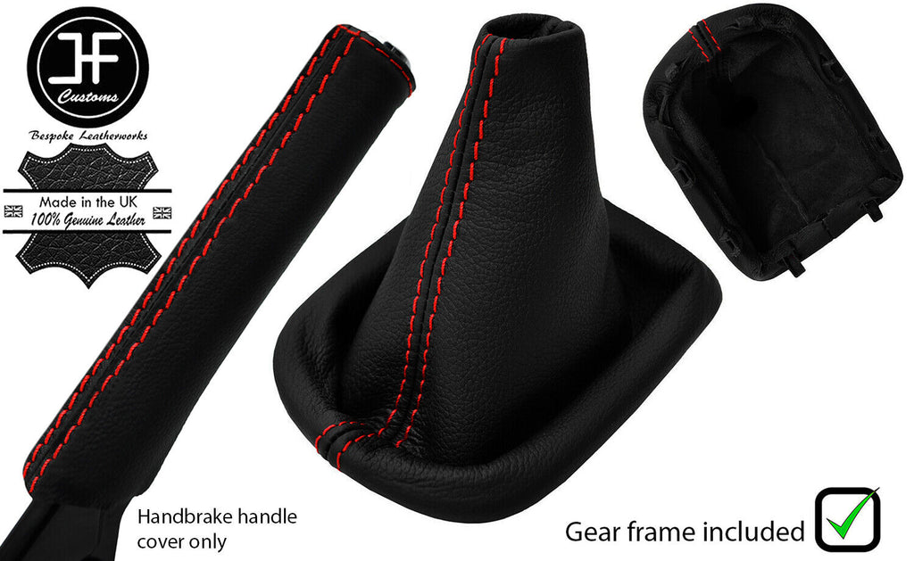 RED STITCH LEATHER GEAR GAITER+FRAME+HANDBRAKE COVER FOR PEUGEOT 207 06-13