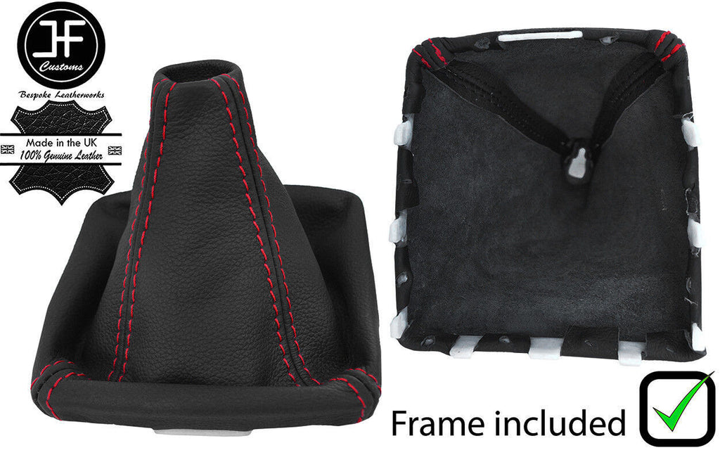 RED STITCH LEATHER GEAR GAITER PLASTIC FRAME FITS SUBARU FORESTER 2008-2013