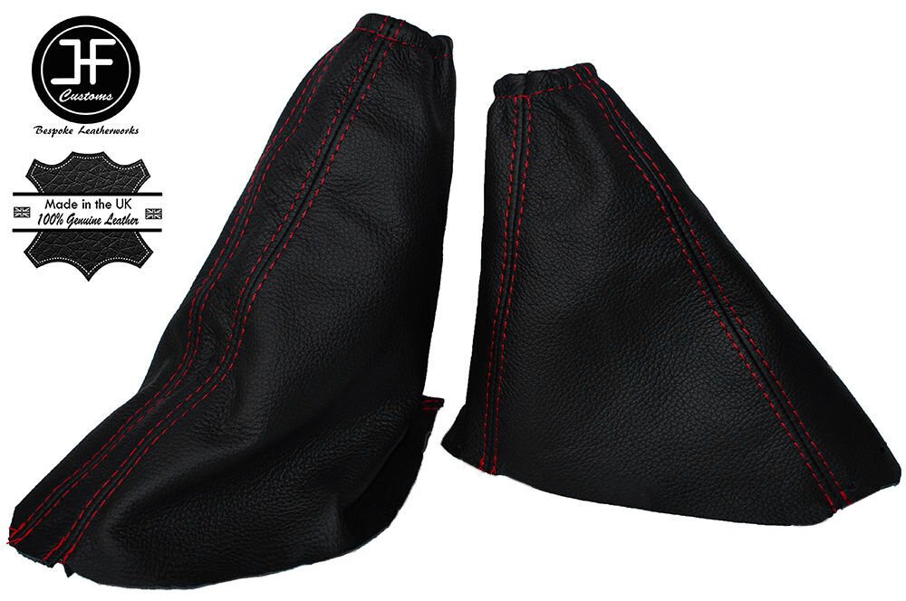 RED STITCHING LEATHER GEAR & HANDBRAKE GAITER FITS FORD FIESTA MK5 1995-2002