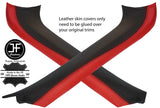 BLACK & RED 2X A PILLAR LEATHER COVER FOR PORSCHE CARRERA 911 996 CONVERTIBLE