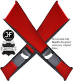 BLACK & RED 2X B PILLAR LEATHER SKIN COVERS FITS MERCEDES W201 190 190E