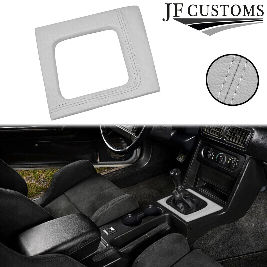 WHITE LEATHER COVERED MANUAL SHIFT SURROUND TRIM + FRAME FOR FORD MUSTANG 87-93