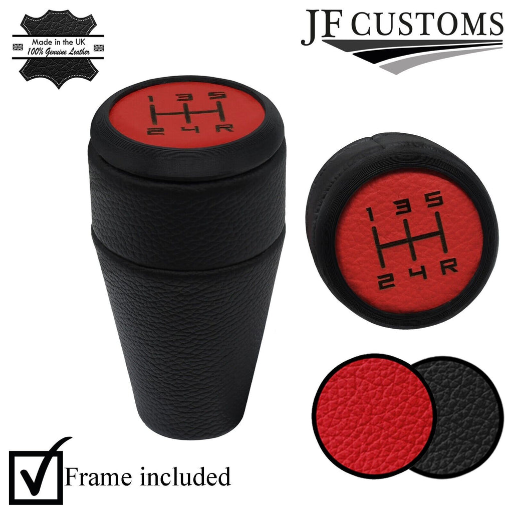 FITS SUBARU IMPREZA WRX STI 04-07 RED & BLACK LEATHER SCREW-ON KNOB V2