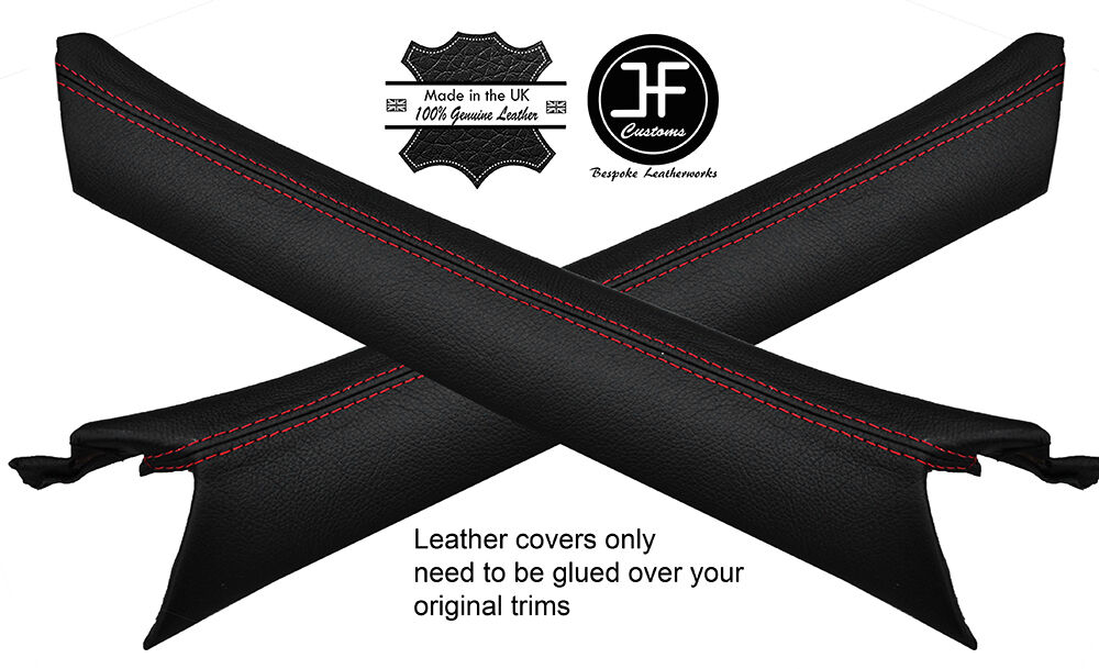 RED STITCHING 2X A PILLAR TRIM LEATHER COVERS FITS MERCEDES S CLASS W116 72-80