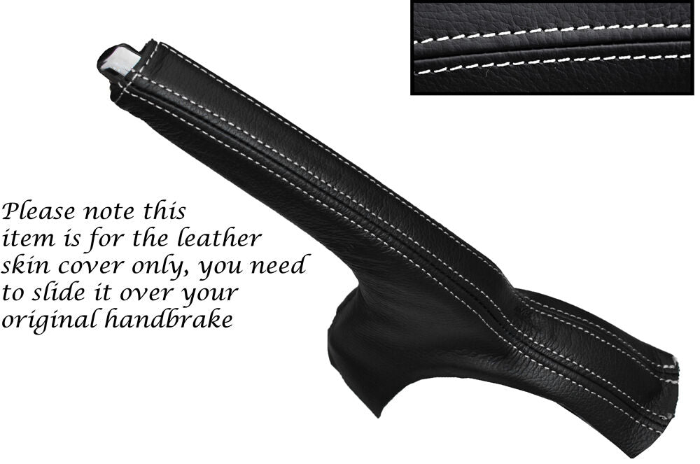 WHITE STITCHING LEATHER HANDBRAKE GAITER FITS SUZUKI SWIFT 2010-2014 CUSTOM NEW