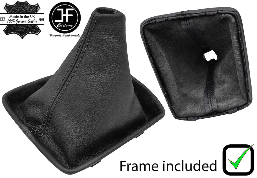 BLACK STITCH LEATHER MANUAL GEAR GAITER + PLASTIC FRAME FOR SEAT LEON MK3 12-17
