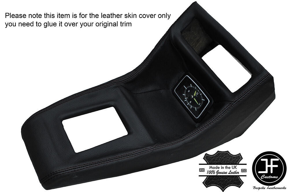 BLACK STITCHING CONSOLE GEAR SURROUND LEATHER COVER FITS FORD ESCORT MK2