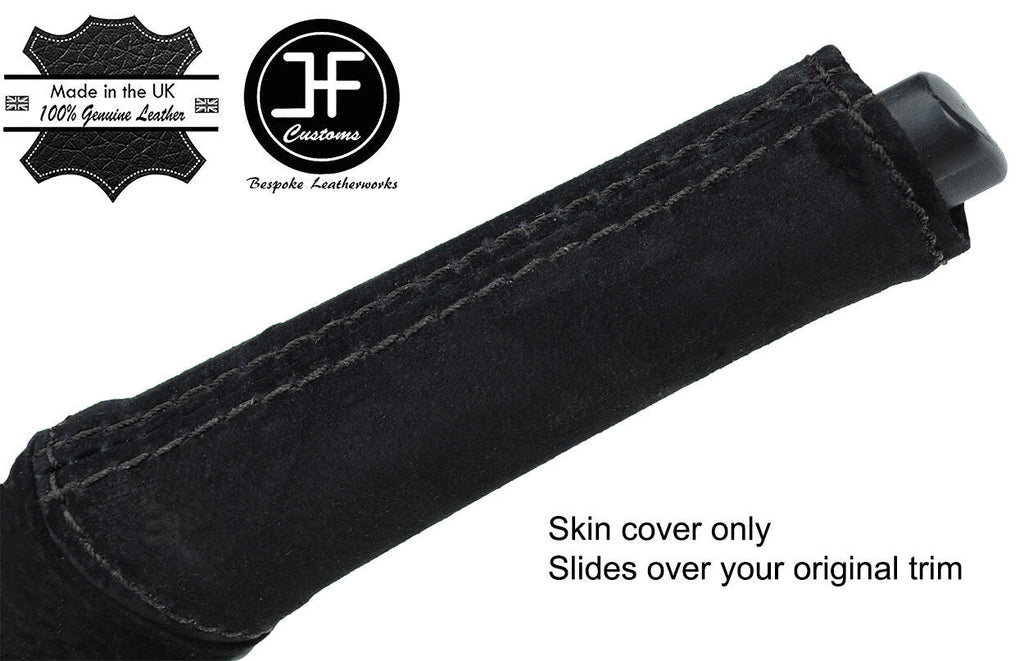 BLACK STITCHING REAL SUEDE HANDBRAKE HANDLE COVER FITS FIAT DOBLO 2010-2015