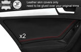 RED STITCH 2X REAR DOOR CARD NAPPA LEATHER COVERS FITS AUDI A4 B8 2008-2015
