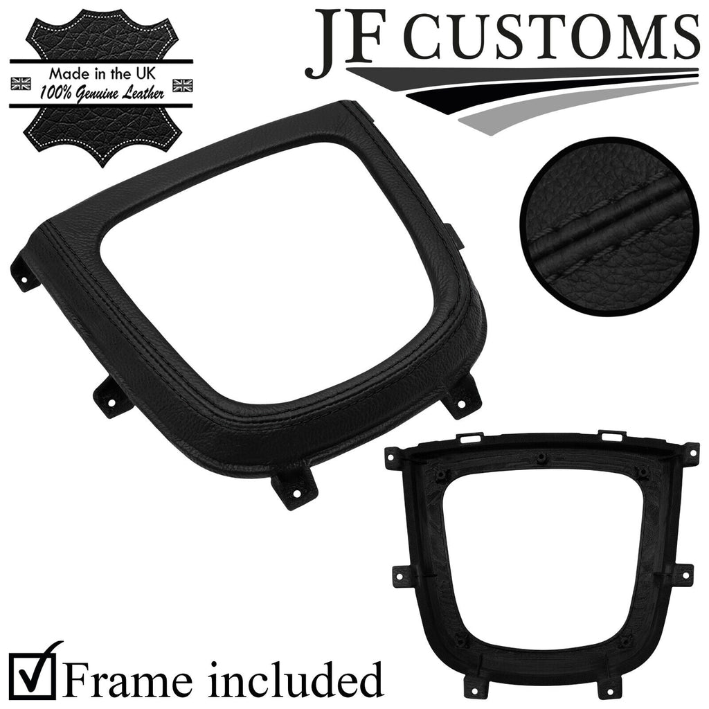 BLACK STITCH LEATHER GEAR SURROUND COVER+FRAME FITS HYUNDAI SANTA FE MK2 05-11