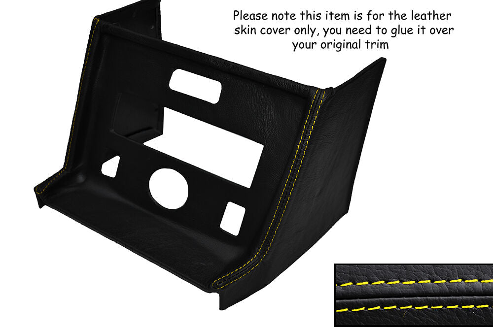YELLOW STITCHING CENTRE CONSOLE RADIO SURROUND LEATHER COVER FITS MG MGB STYLE 2